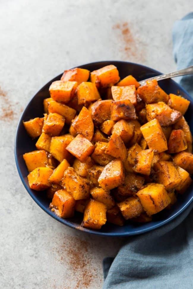 keto roasted squash served in a bowl as a side dish