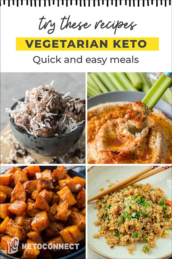 four vegetarian keto recipes with title text
