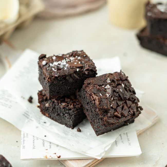 A horizontal shot of finished keto brownies